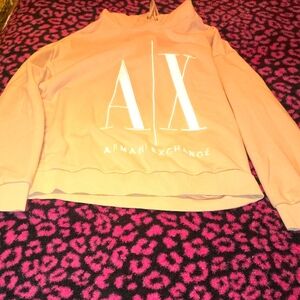 Armani Exchange Peach Crewneck Sweatshirt with AX Logo